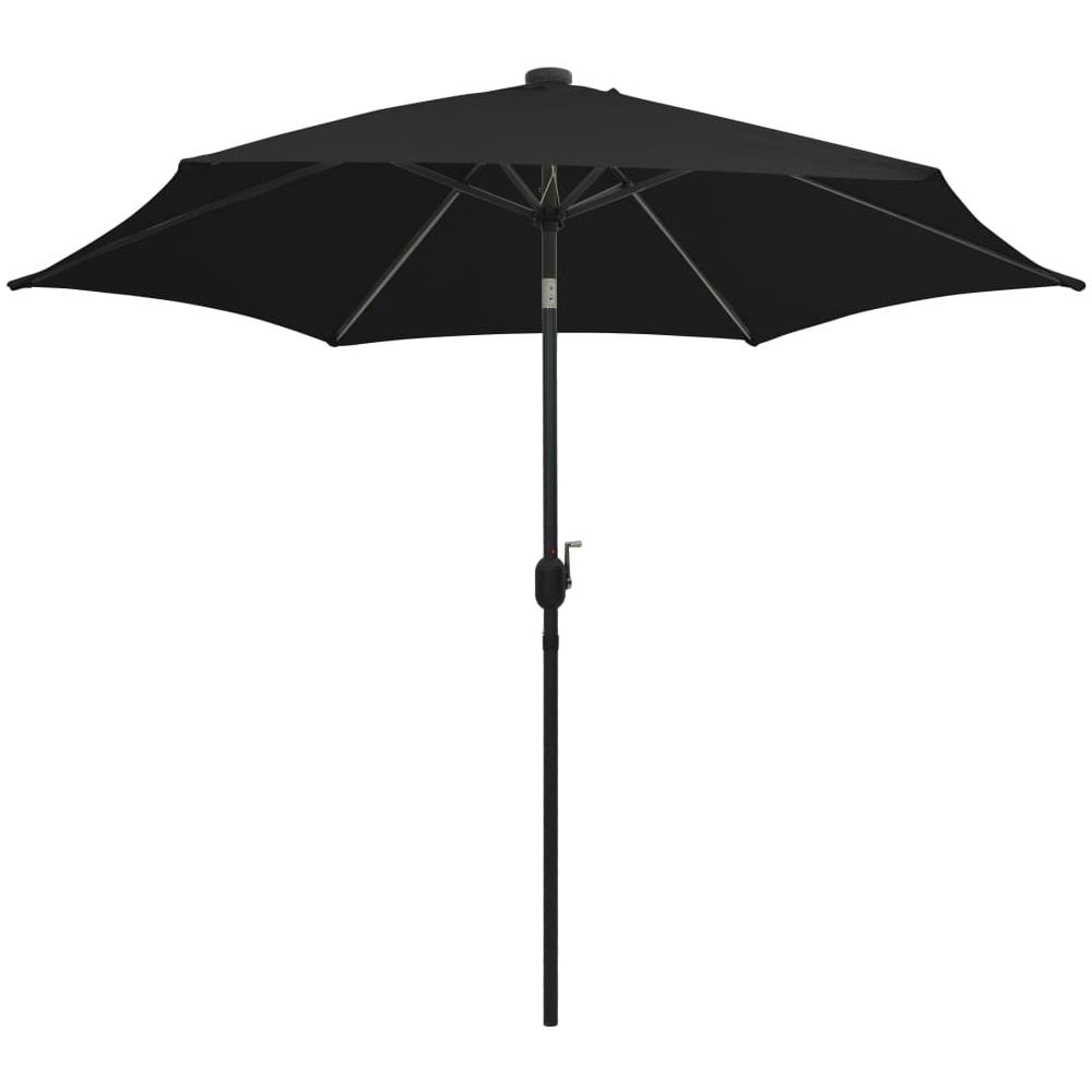 Ombrellone con Luci a LED e Palo Alluminio 300 cm Nero - Foto 3
