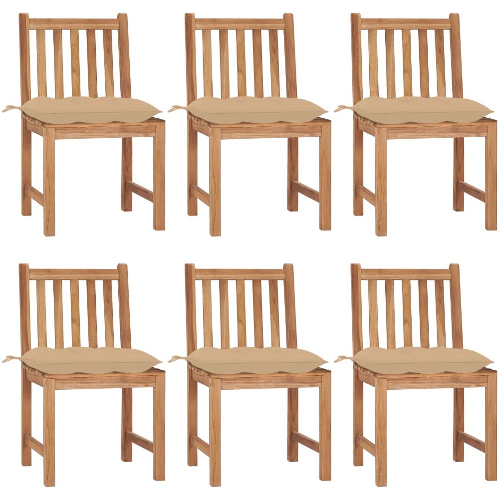 Sedie da Giardino 6 pz con Cuscini in Legno Massello di Teak - Foto 1
