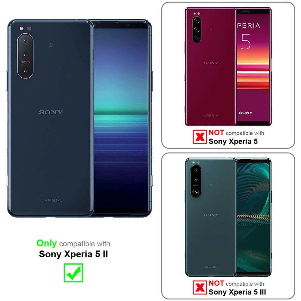 Custodia Compatibile Con Sony Xperia 5 Ii In Rosso Mela - Coperchio Protettiva Con Chiusura Magnetica, Funzione Stand E Tasca Per Le Carte - Foto 2