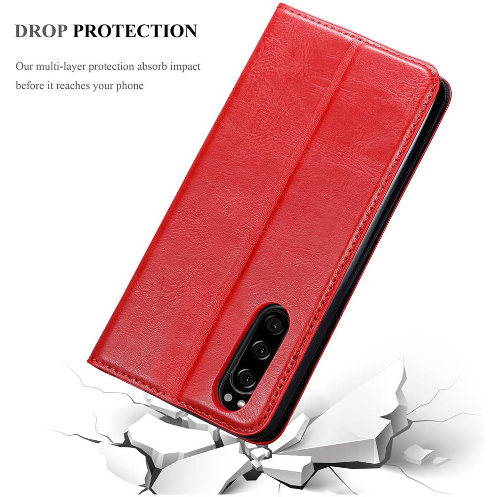 Custodia Compatibile Con Sony Xperia 5 Ii In Rosso Mela - Coperchio Protettiva Con Chiusura Magnetica, Funzione Stand E Tasca Per Le Carte - Foto 8