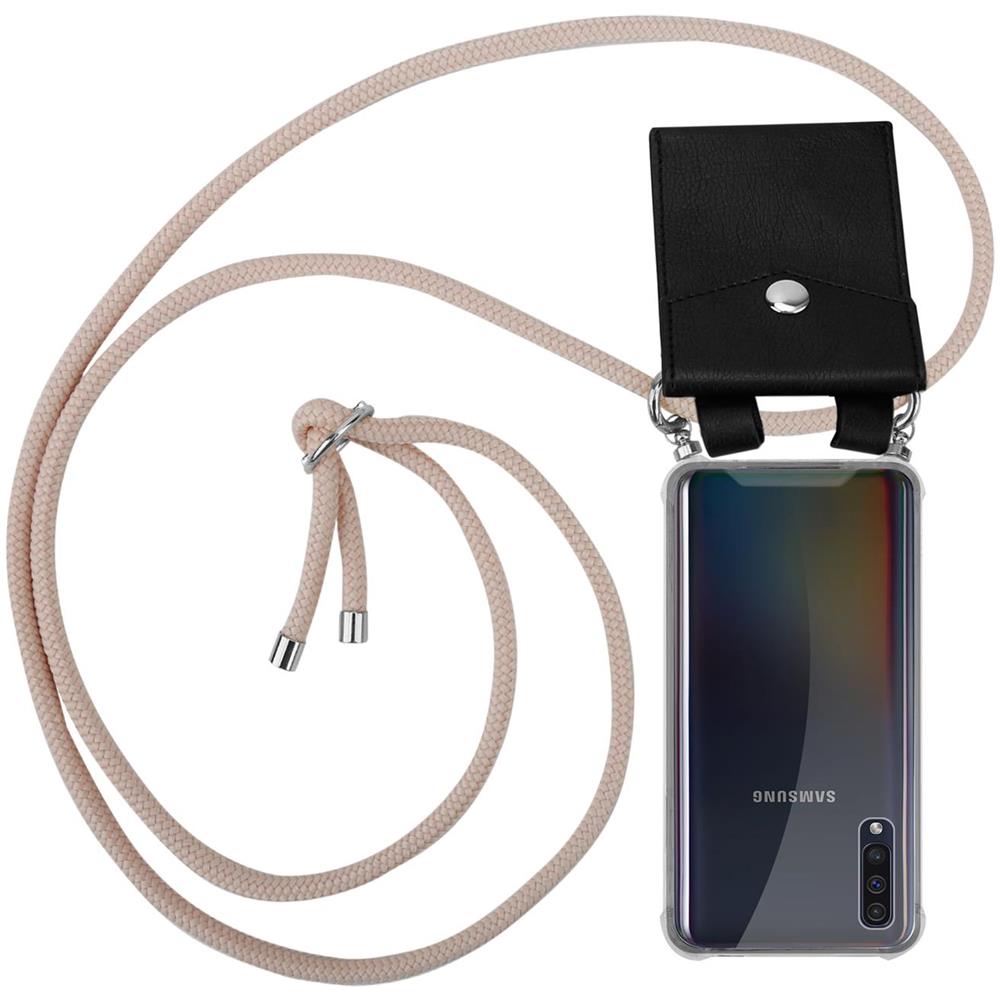 Catena Di Telefoni Cellulari Compatibile Con Samsung Galaxy A30s In Or Rosato A Perla - Coperchio Protettivo In Silicone Con Anelli D'argento, Cinturino In Corda E Custodia Staccabile - Foto 1