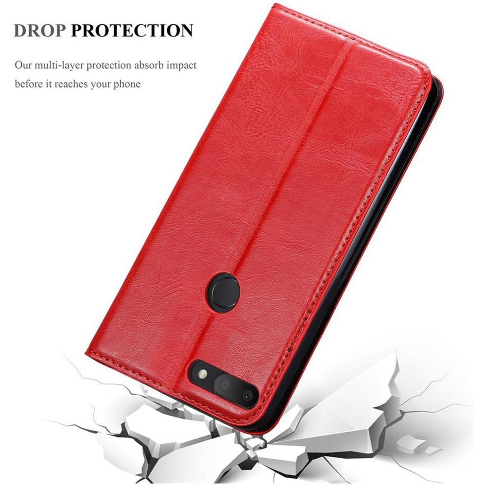 Custodia Compatibile Con Alcatel 1s 2019 2019 In Rosso Mela - Coperchio Protettiva Con Chiusura Magnetica, Funzione Stand E Tasca Per Le Carte - Foto 8