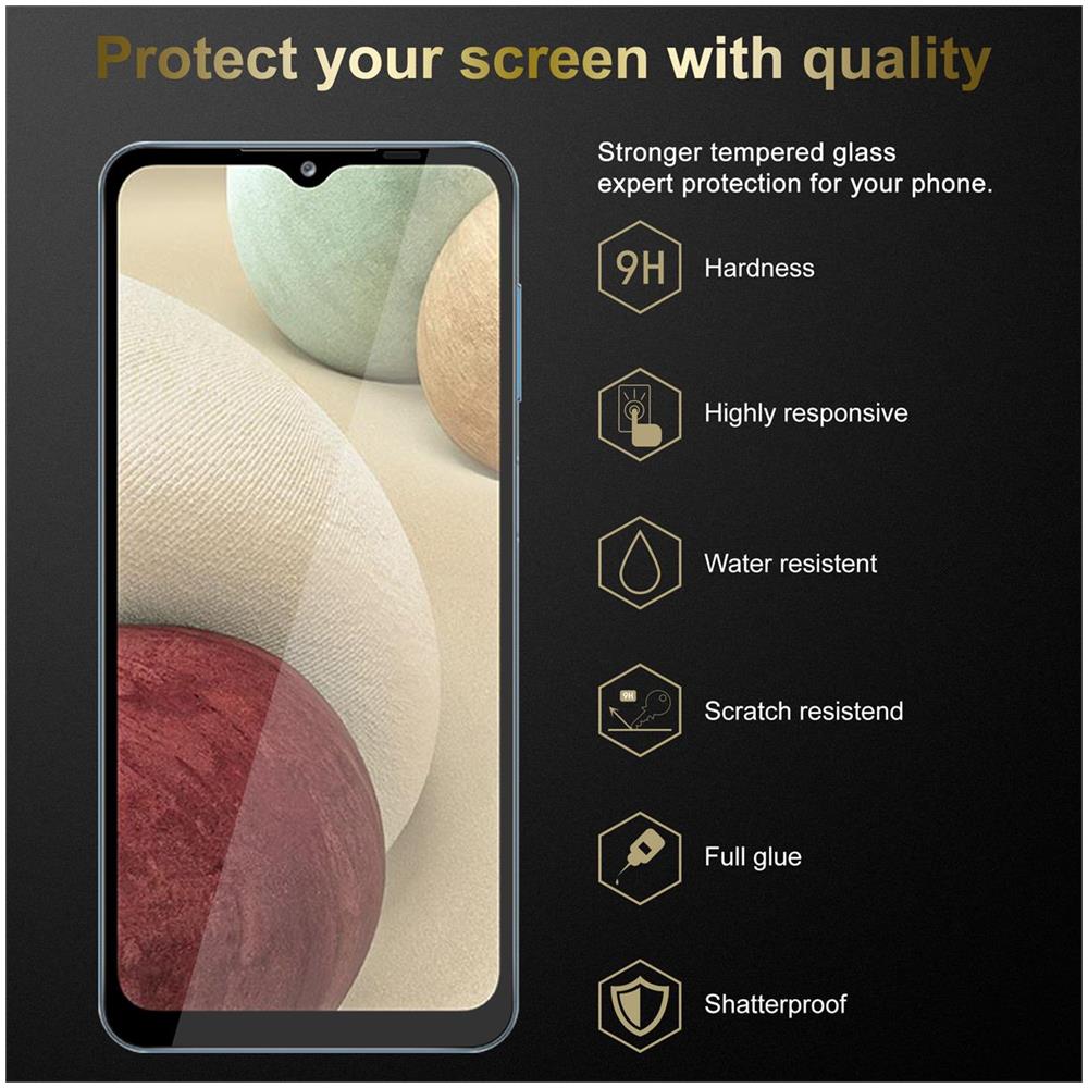 3x Pellicola Armatura A Schermo Intero Compatibile Con Samsung Galaxy A12 / M12 In Trasparente Con Nero - 3x Vetro Temperato (tempered) Di Protezione Del Display In Durezza 9h Con 3d Touch - Foto 2
