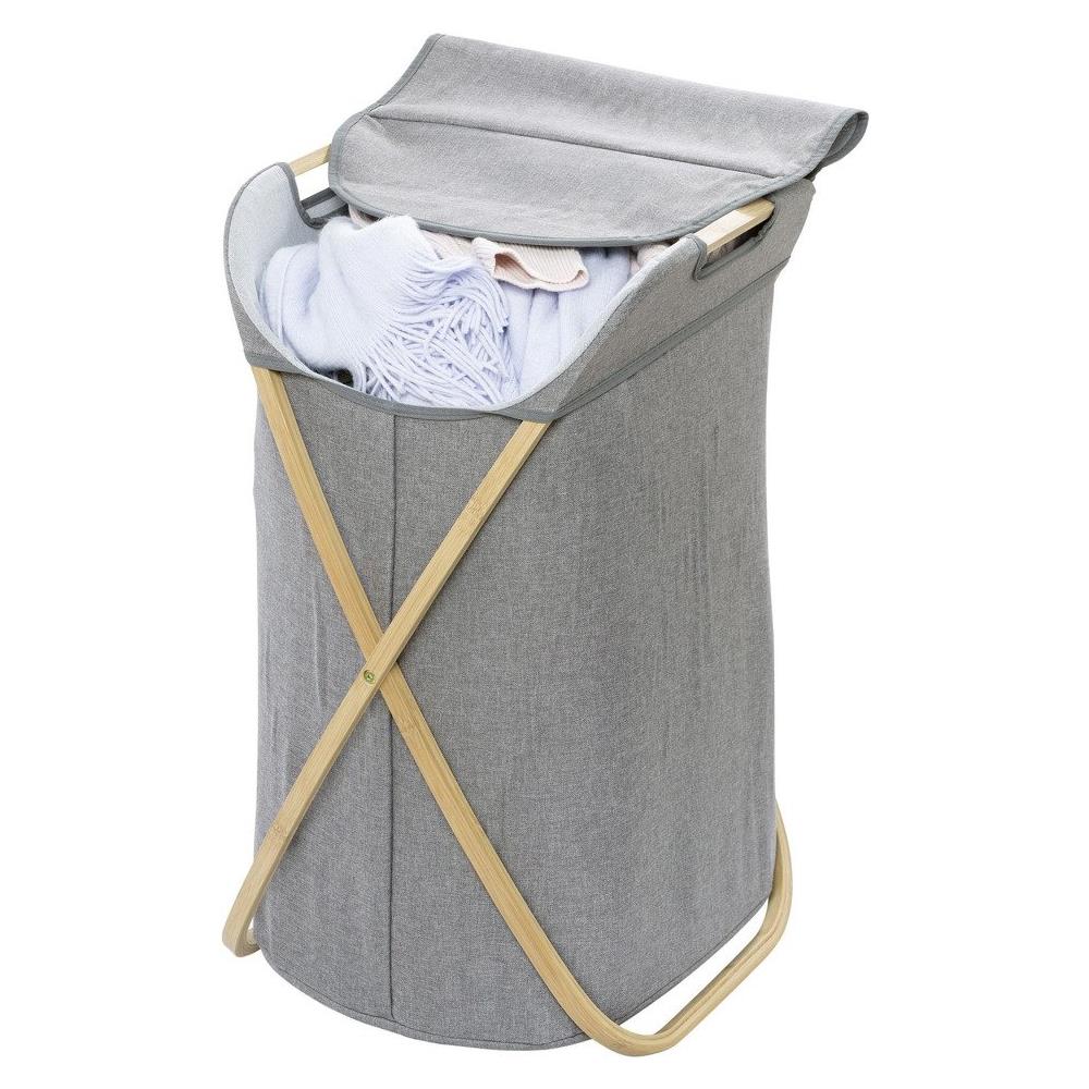 Bahari Cesto Portabiancheria In Poliestere E Cotone Su Telaio Pieghevole - 79 L, 68 X 46 X 40 Cm, Wenko - Foto 1