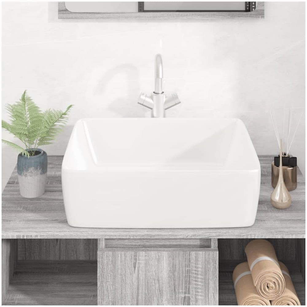 Lavandino Bianco 48x37x13 Cm In Ceramica Rettangolare - Foto 3