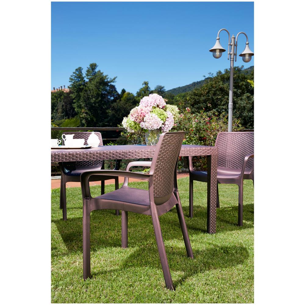 Sedia Da Esterno Torino, Seduta Da Giardino, Sedia Per Tavolo Da Pranzo, Poltrona Outdoor Effetto Rattan, 100 % Made In Italy, 54x60h82 Cm, Marrone - Foto 1
