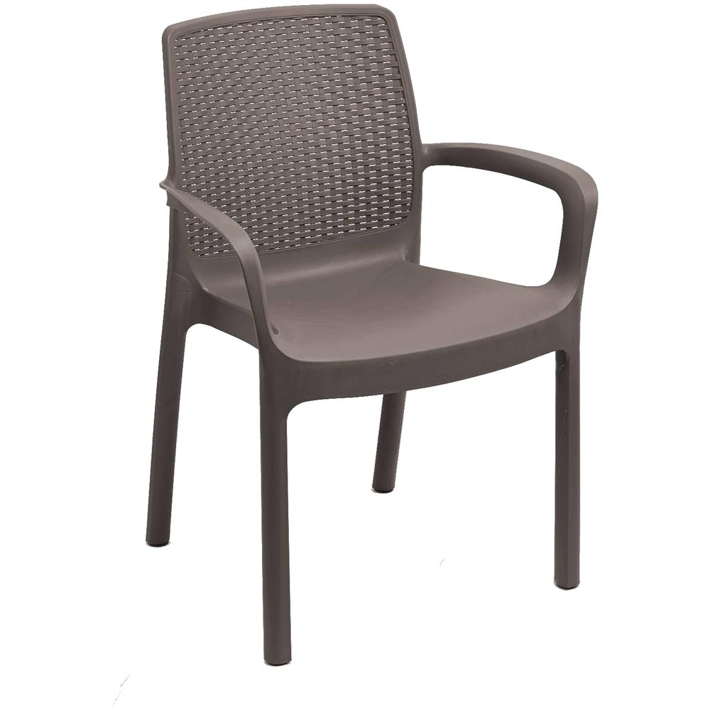 Sedia Da Esterno Torino, Seduta Da Giardino, Sedia Per Tavolo Da Pranzo, Poltrona Outdoor Effetto Rattan, 100 % Made In Italy, 54x60h82 Cm, Marrone - Foto 2