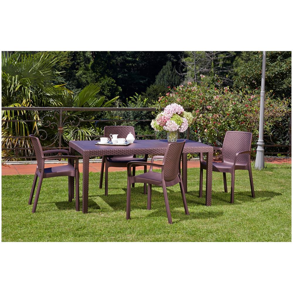 Sedia Da Esterno Torino, Seduta Da Giardino, Sedia Per Tavolo Da Pranzo, Poltrona Outdoor Effetto Rattan, 100 % Made In Italy, 54x60h82 Cm, Marrone - Foto 3