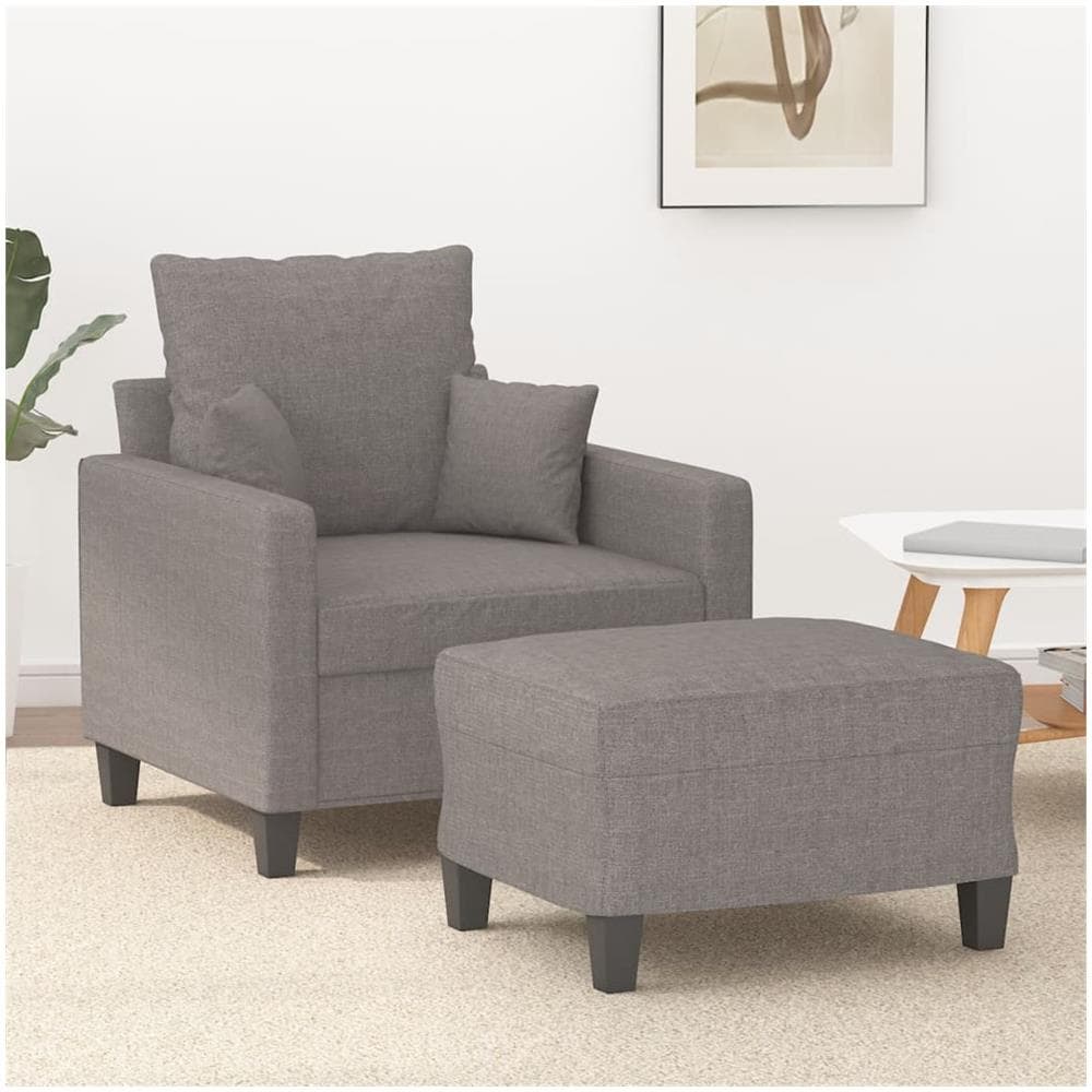 Poltrona Con Poggiapiedi Tortora 60 Cm In Tessuto - Foto 1