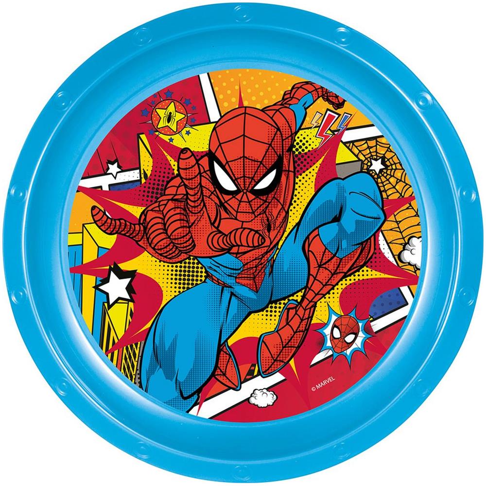 Piatto Piano Blu Per Bambini In Plastica Spiderman Resistente Agli Urti Accidentali E Riutilizzabile - Foto 1