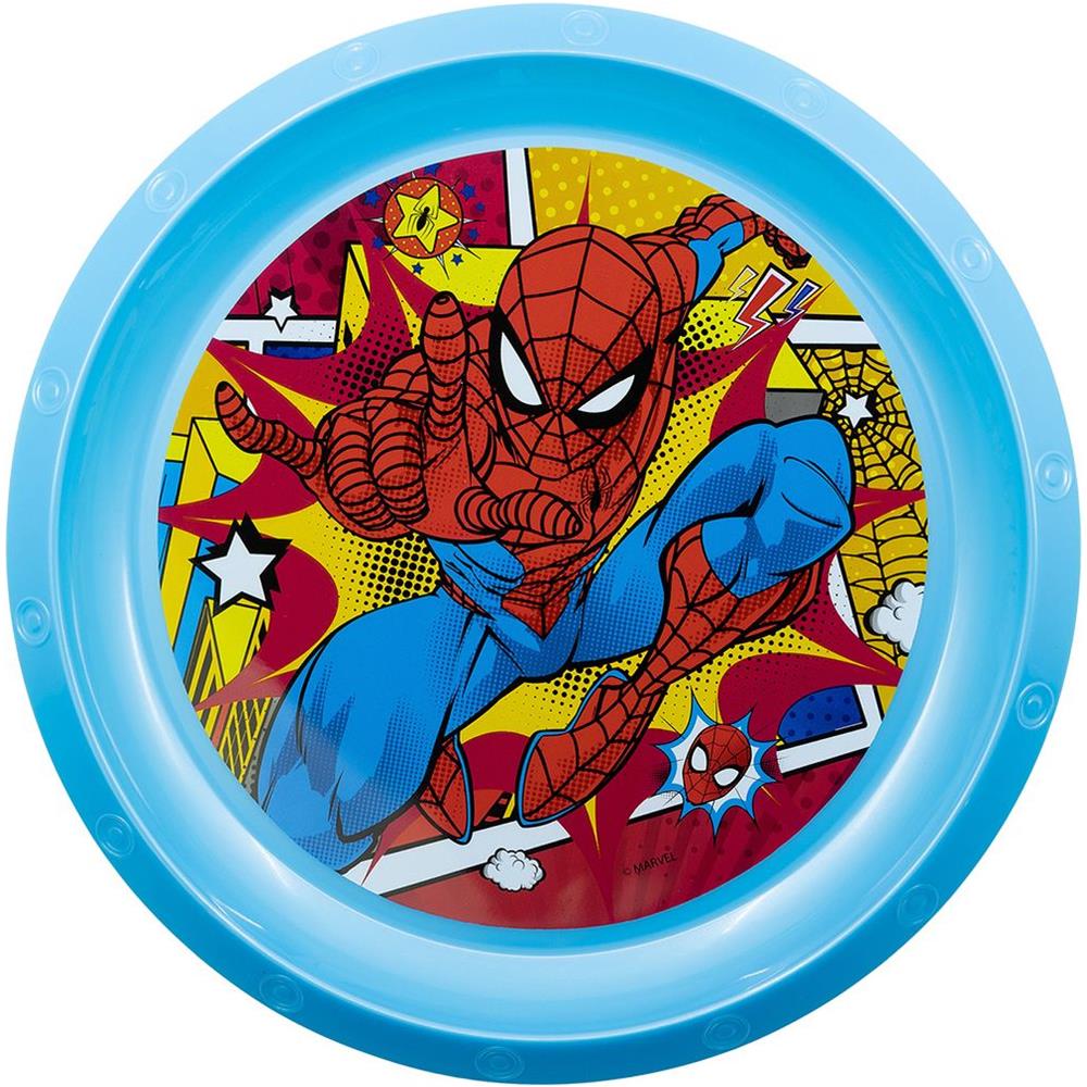 Piatto Piano Blu Per Bambini In Plastica Spiderman Resistente Agli Urti Accidentali E Riutilizzabile - Foto 2
