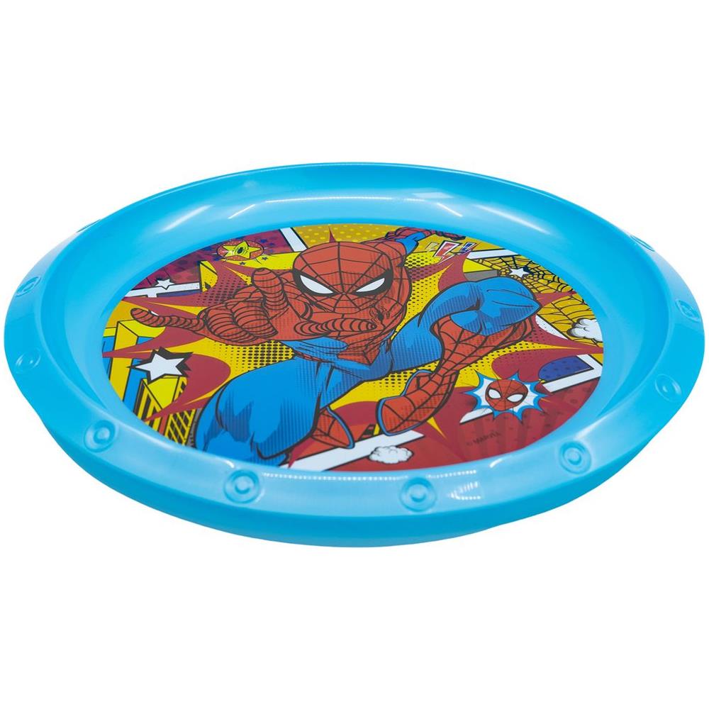 Piatto Piano Blu Per Bambini In Plastica Spiderman Resistente Agli Urti Accidentali E Riutilizzabile - Foto 3
