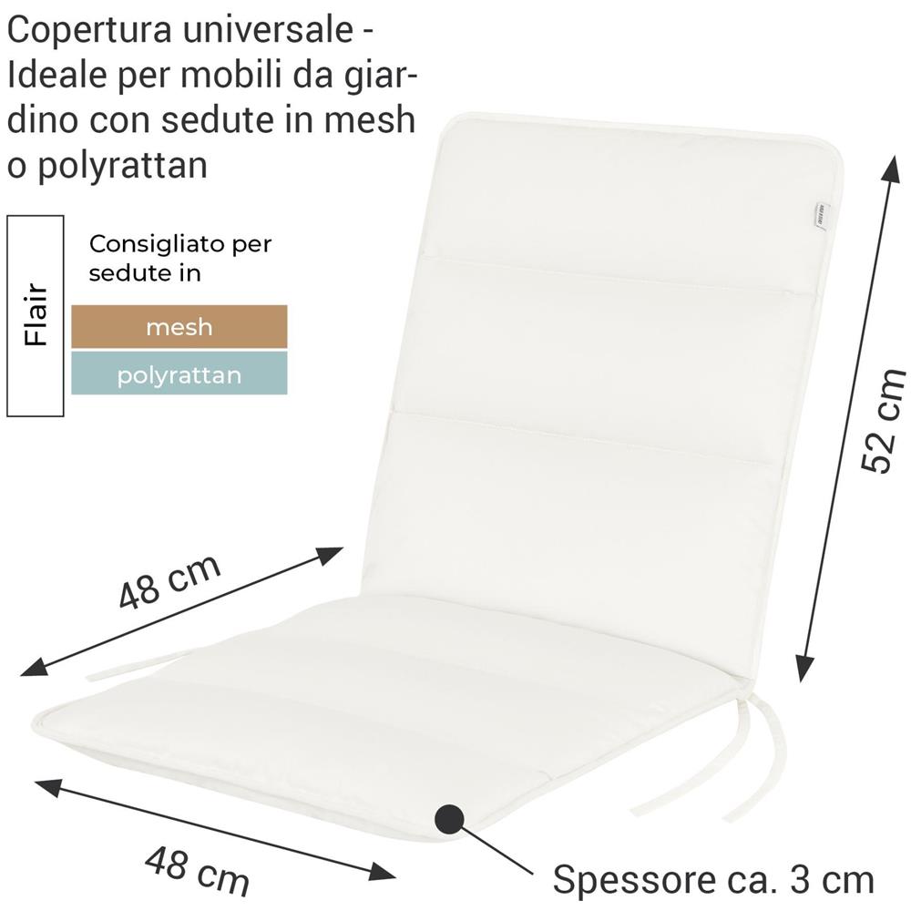 Cuscino per sedia bassa FLAIR - 100x48 cm - Bianco - Set da 2 - Foto 2