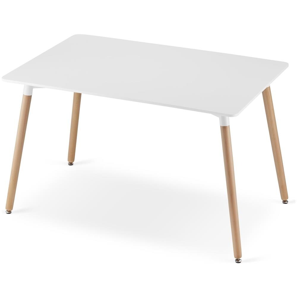 Set da tavolo VALORA YURO con 4 sedie WAT - Bianco e nero moderno / Gambe naturali - Foto 2