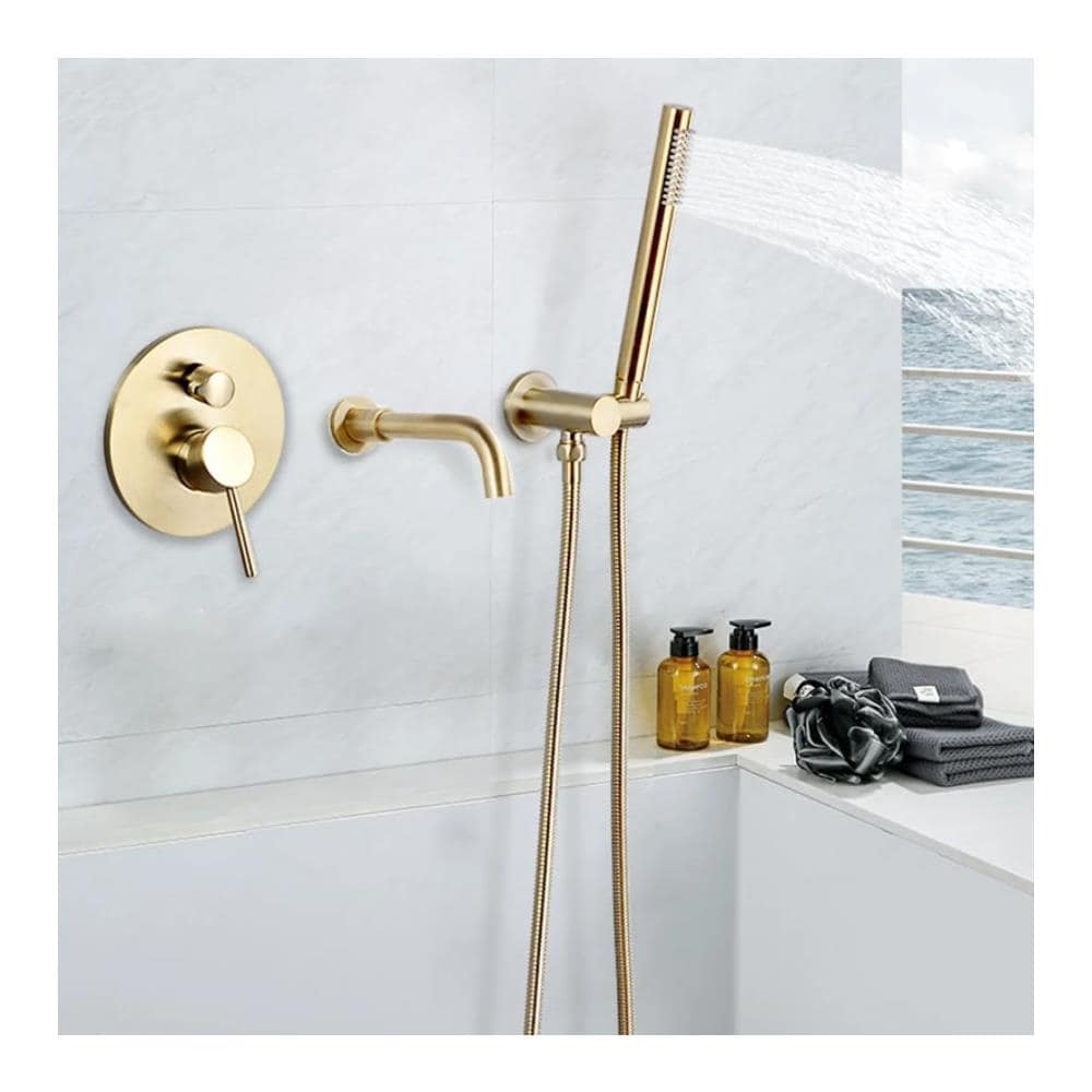 Set miscelatore per vasca e lavabo, Blackswan, tipo M69, modello oro opaco, misura 20 cm - Foto 2