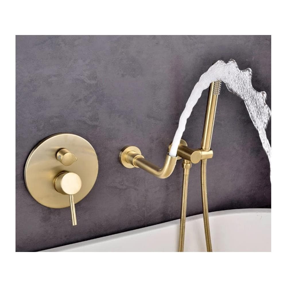 Set miscelatore per vasca e lavabo, Blackswan, tipo M69, modello oro opaco, misura 20 cm - Foto 4