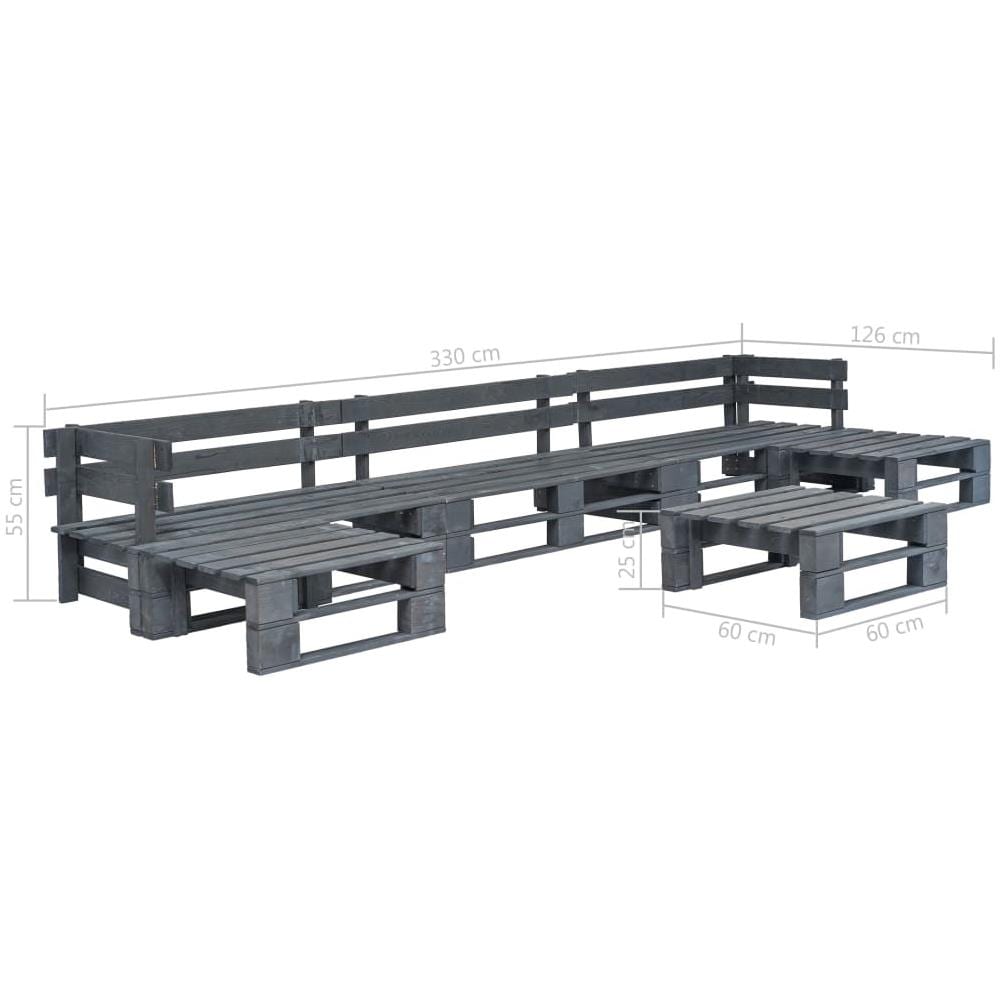 Set Divani Da Giardino Con Pallet 6 Pz Legno Fsc Grigio - Foto 3