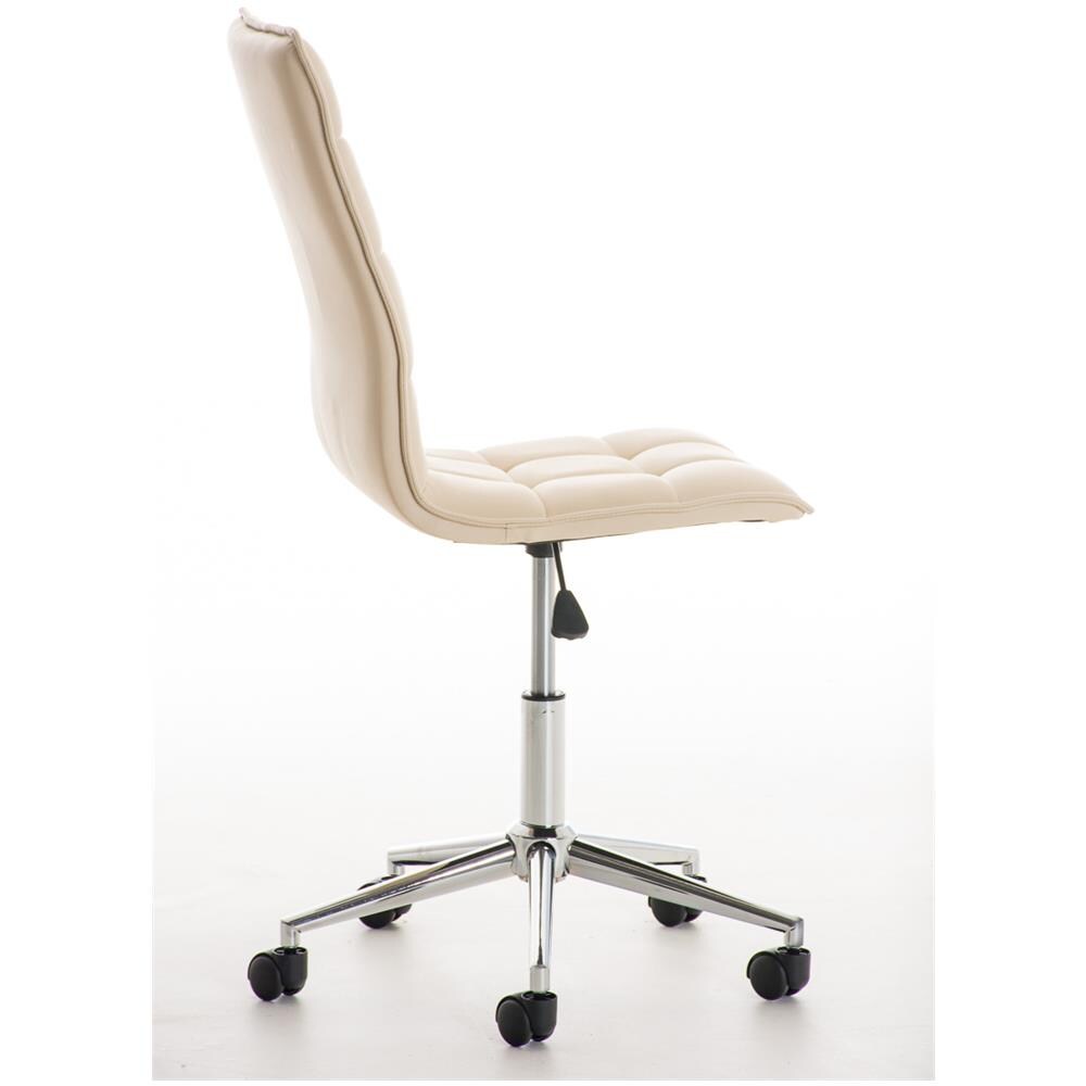Sgabello da Lavoro Peking, Similpelle | Sgabello Ufficio Imbottito | Sgabello Studio da Scrivania Regolabile e con Ruote Crema - Foto 2