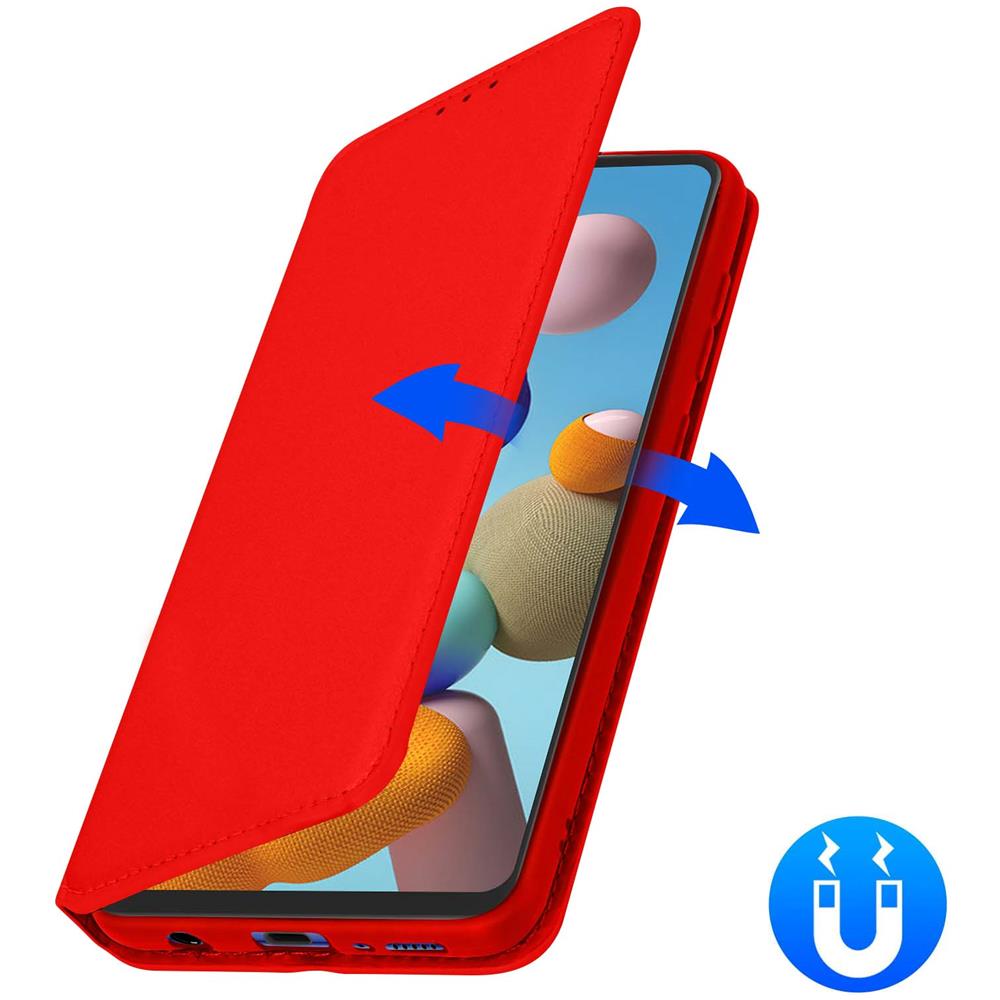 Custodia Samsung Galaxy A21s Portacarte Funzione Supporto Similpelle Rosso - Foto 2