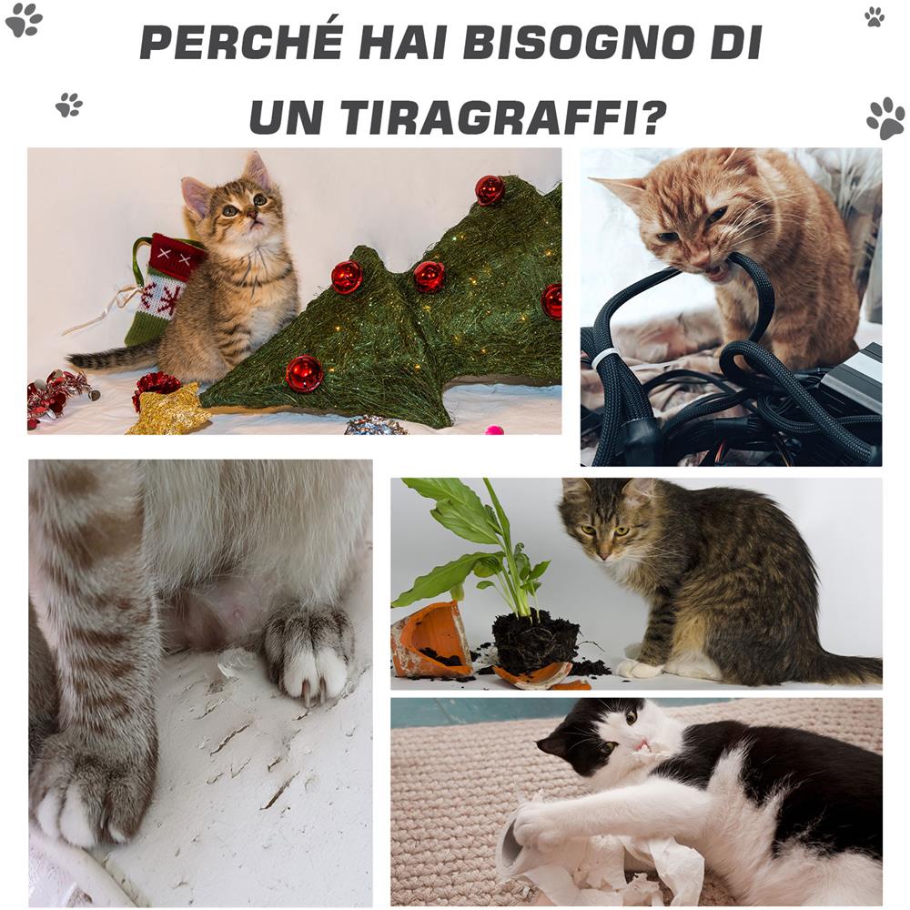 Tiragraffi A Soffitto Multilivello 240-260cm, Cucce, Scale, Corde Sisal - Foto 2