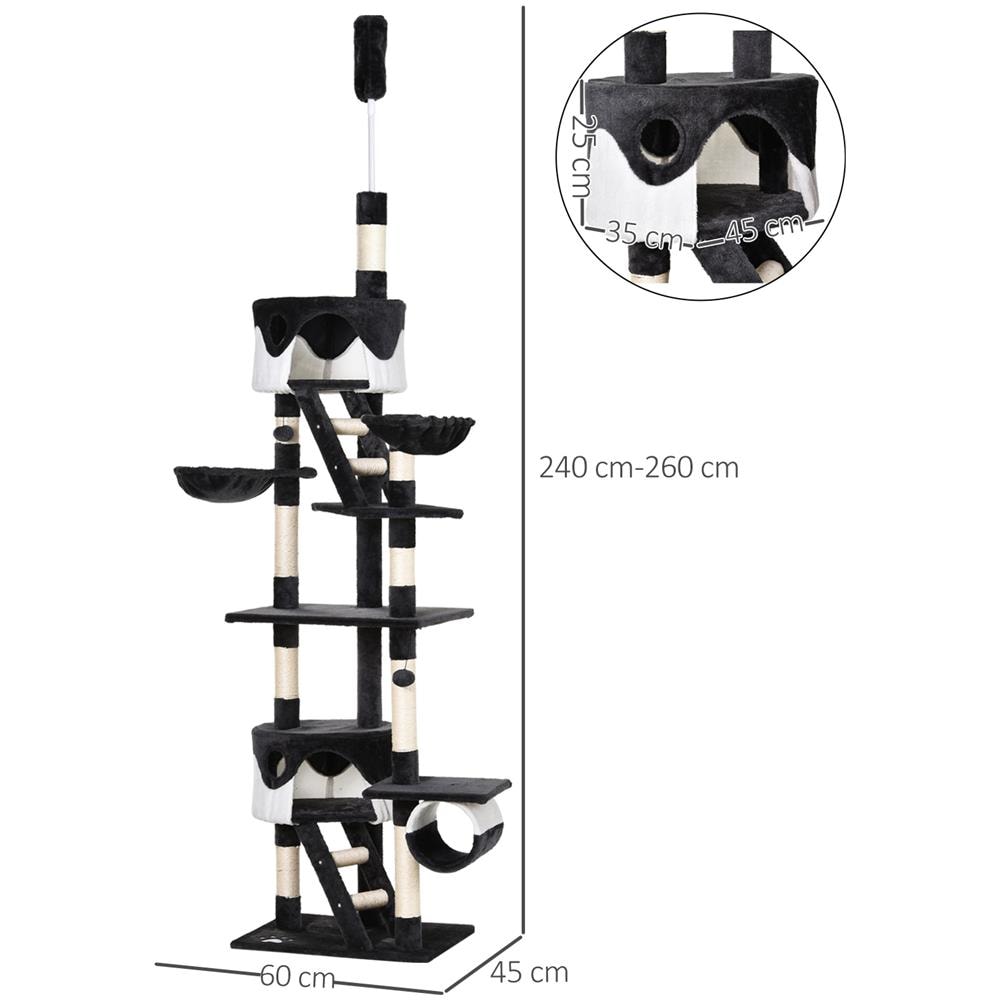 Tiragraffi A Soffitto Multilivello 240-260cm, Cucce, Scale, Corde Sisal - Foto 8
