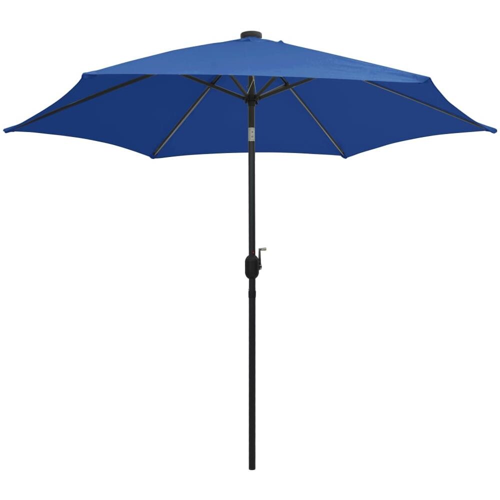 Ombrellone con Luci a LED e Palo Alluminio 300 cm Azzurro - Foto 3