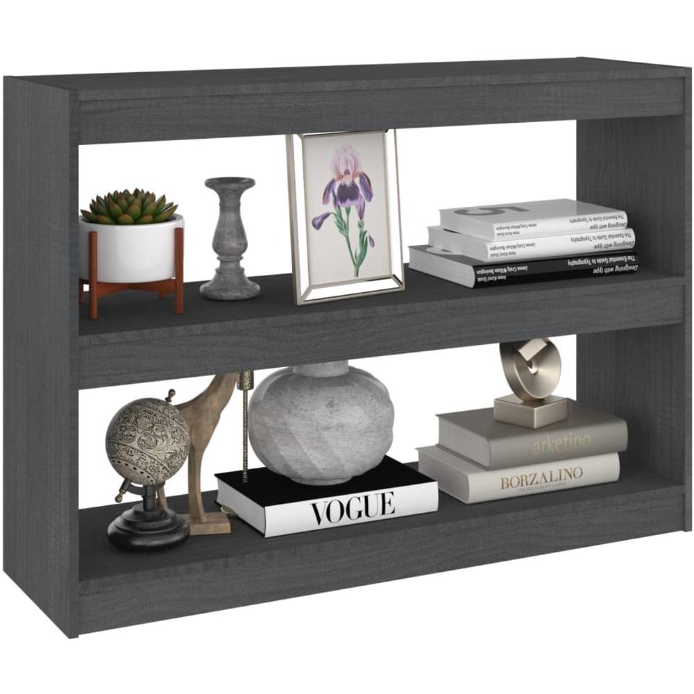 Libreria / divisorio Grigio 100x30x71,5 Cm In Legno Massello Di Pino - Foto 8