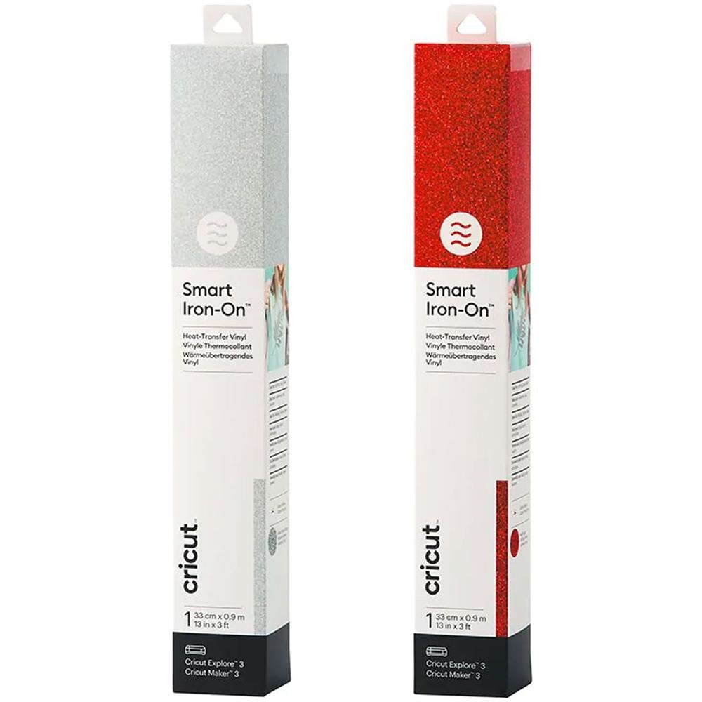 2 Vinili Termoadesivi Con Glitter 91 X 33 Cm - Argento, Rosso - Foto 1