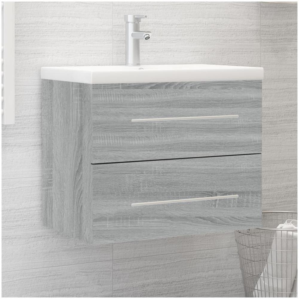 Mobile Bagno E Lavabo Integrato Grigio Sonoma Legno Multistrato - Foto 1