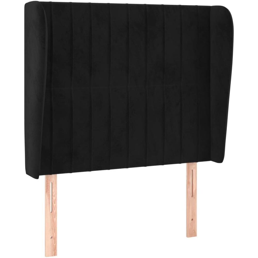 Testiera Ad Orecchio Nera 93x23x118/128 Cm In Velluto - Foto 2