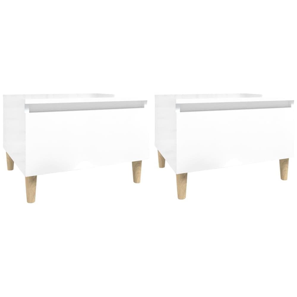 Tavolini 2pz Bianco Lucido 50x46x35 Cm In Legno Multistrato - Foto 2