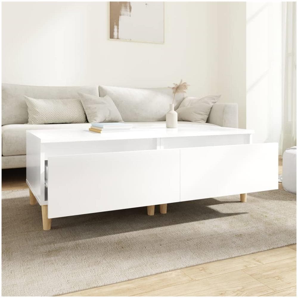 Tavolini 2pz Bianco Lucido 50x46x35 Cm In Legno Multistrato - Foto 3