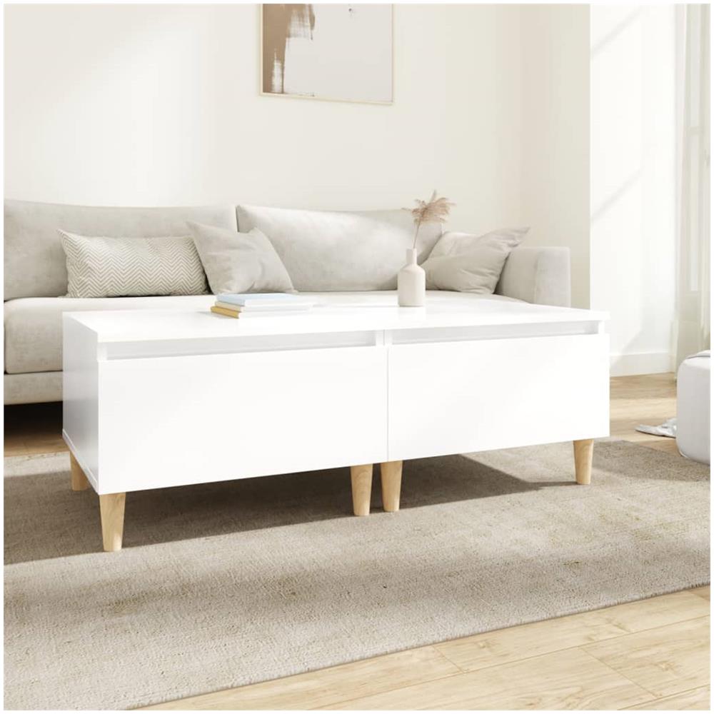 Tavolini 2pz Bianco Lucido 50x46x35 Cm In Legno Multistrato - Foto 1