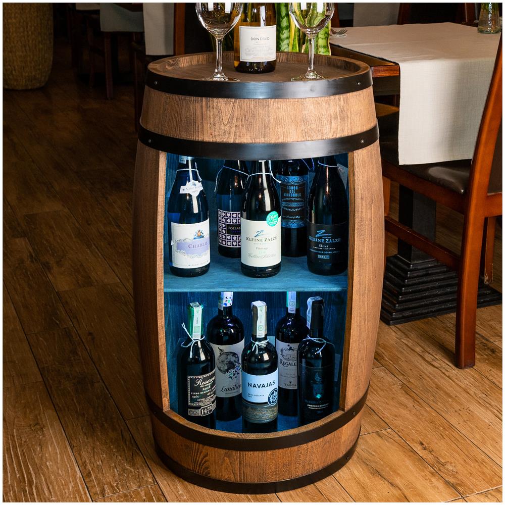 Botte In Legno Con Luci A Led Rgb, Armadietto Per Vino In Stile Retr? , Portabottiglie In Legno, Da 80 Cm Di Altezza, Elegante Decorazione Per Il Soggiorno, Tavolo E Portabottiglie (wenge)  - Foto 1