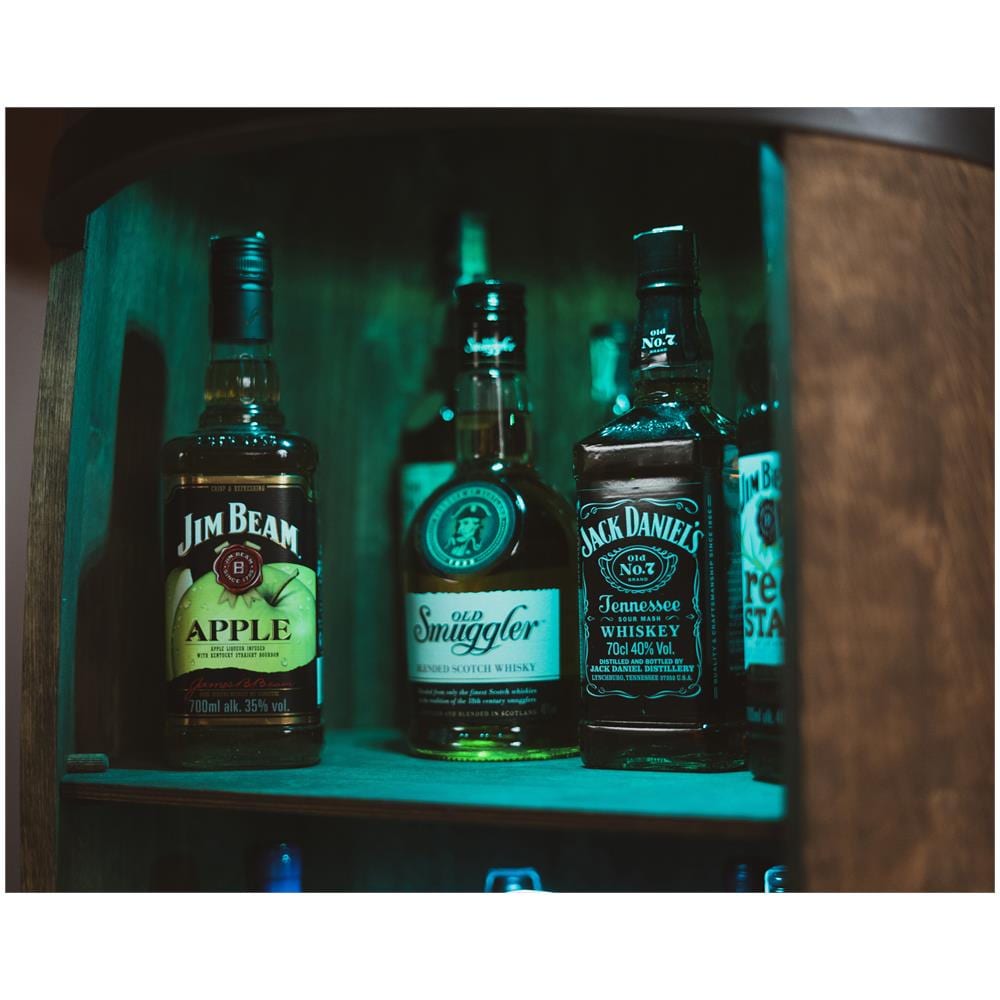 Botte In Legno Con Luci A Led Rgb, Armadietto Per Vino In Stile Retr? , Portabottiglie In Legno, Da 80 Cm Di Altezza, Elegante Decorazione Per Il Soggiorno, Tavolo E Portabottiglie (wenge)  - Foto 3