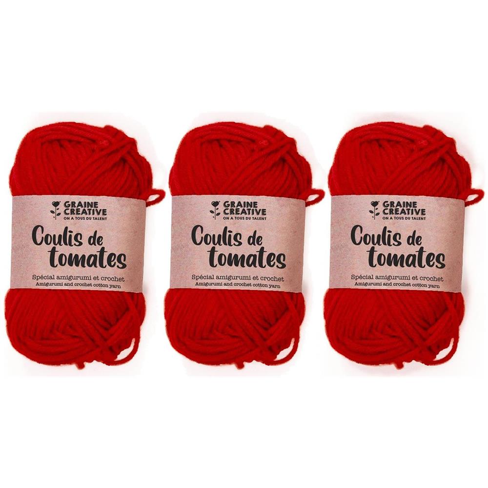 3 Fili Di Cotone Per Uncinetto 55 M - Rosso - Foto 1
