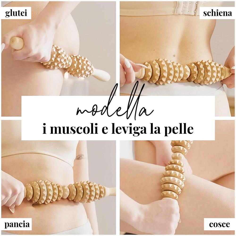 Massaggiatore Ovale In Legno Per La Cellulite - Massaggio Linfatico Con Maderoterapia - Foto 2