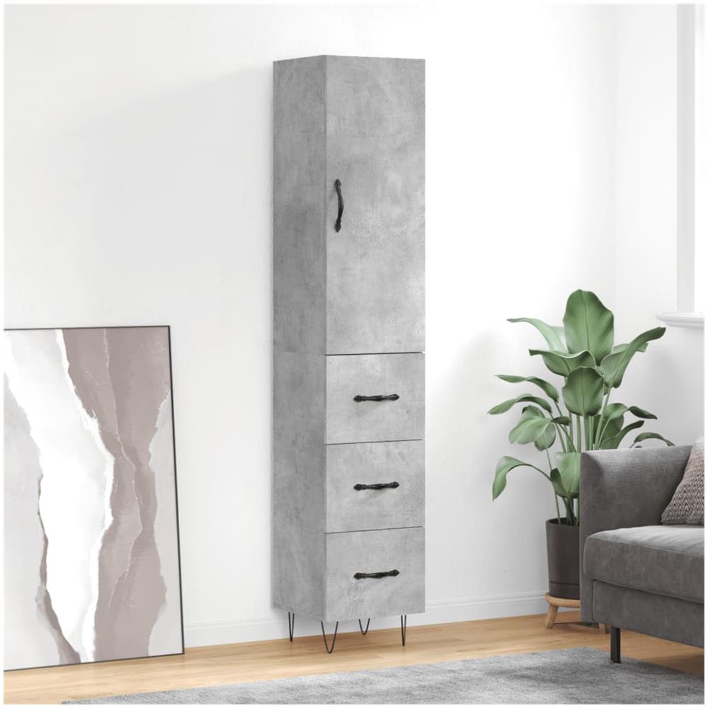 Credenza Grigio Cemento 34,5x34x180 Cm In Legno Multistrato - Foto 1