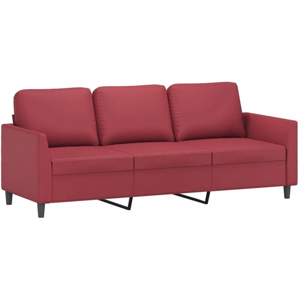 Divano A 3 Posti Rosso Vino 180 Cm In Similpelle - Foto 2