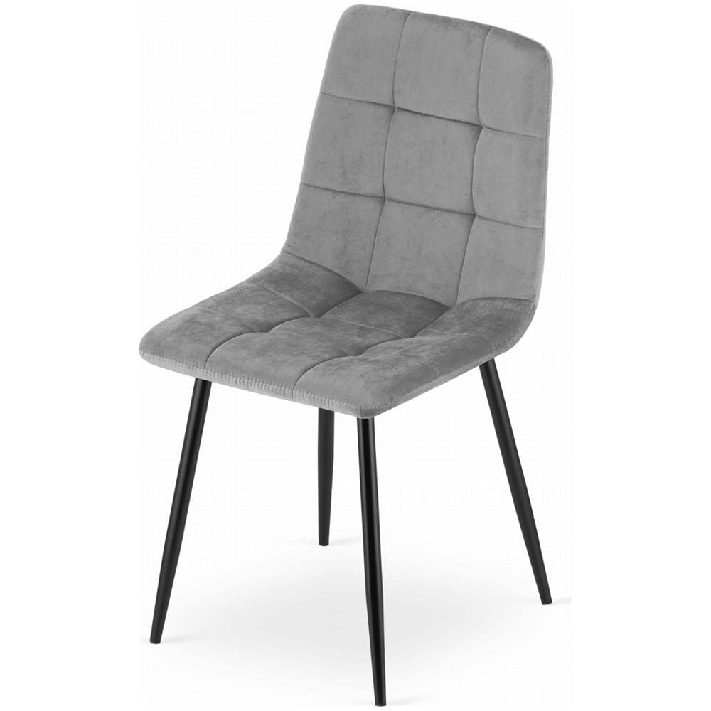 Sedia da pranzo PYRA - Velluto grigio chiaro con gambe in metallo nero x1 - Foto 7