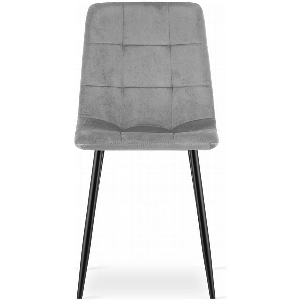 Sedia da pranzo PYRA - Velluto grigio chiaro con gambe in metallo nero x1 - Foto 2