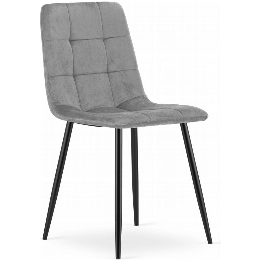 Sedia da pranzo PYRA - Velluto grigio chiaro con gambe in metallo nero x1 - Foto 1