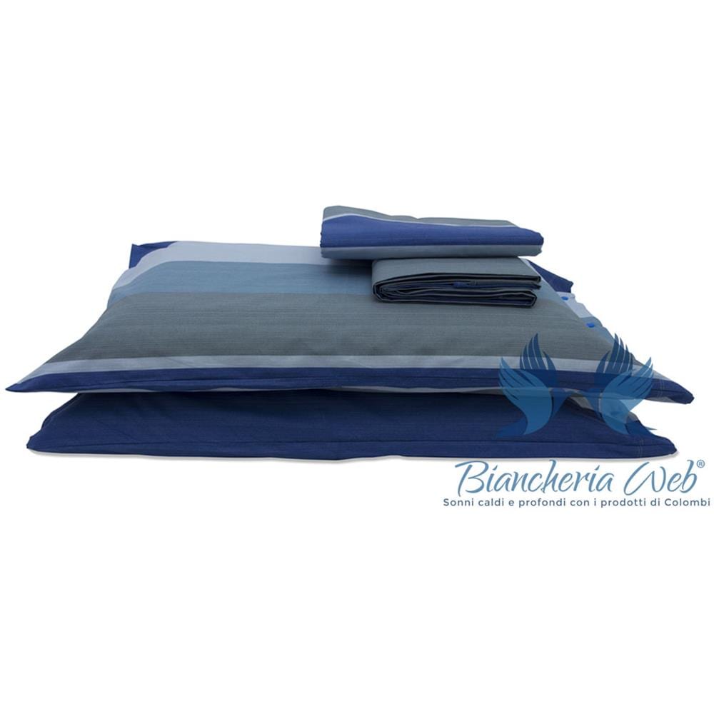 Copripiumino Sacco Piumone In 100% Cotone Disegno Garda Singolo Blu - Foto 1