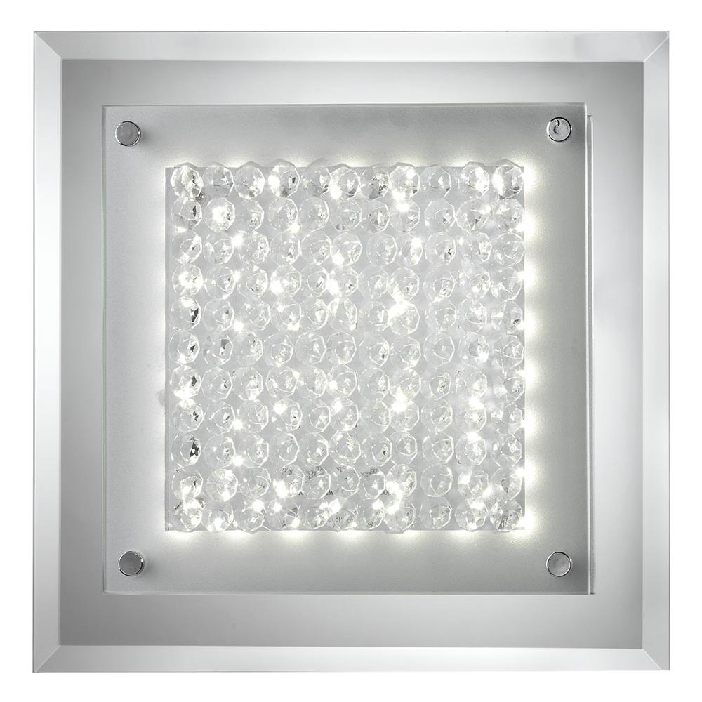 Plafoniera Led 4000k Luce Fredda In Vetro Con Base A Specchio E Cristalli Misura 28 X 28cm - Foto 2