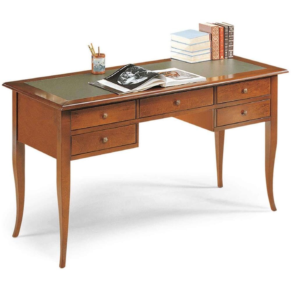 Darwin - Scrittoio Piano In Pelle In Legno Massello 130 X 65 - Foto 1