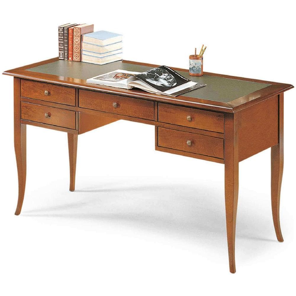 Darwin - Scrittoio Piano In Pelle In Legno Massello 130 X 65 - Foto 2