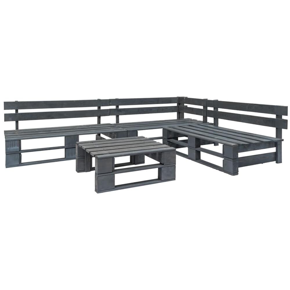 Set Divani Da Giardino Con Pallet 4 Pz Legno Fsc Grigio - Foto 1