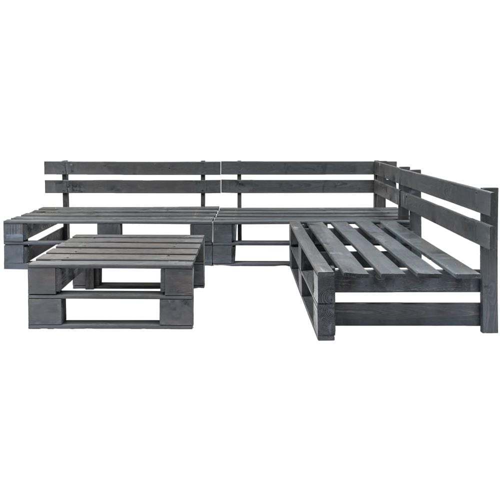 Set Divani Da Giardino Con Pallet 4 Pz Legno Fsc Grigio - Foto 2