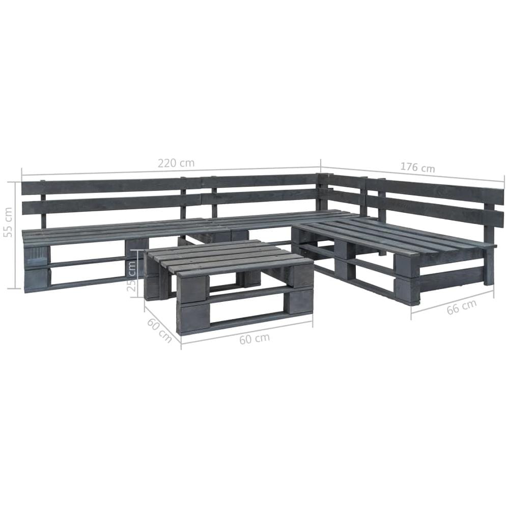 Set Divani Da Giardino Con Pallet 4 Pz Legno Fsc Grigio - Foto 3