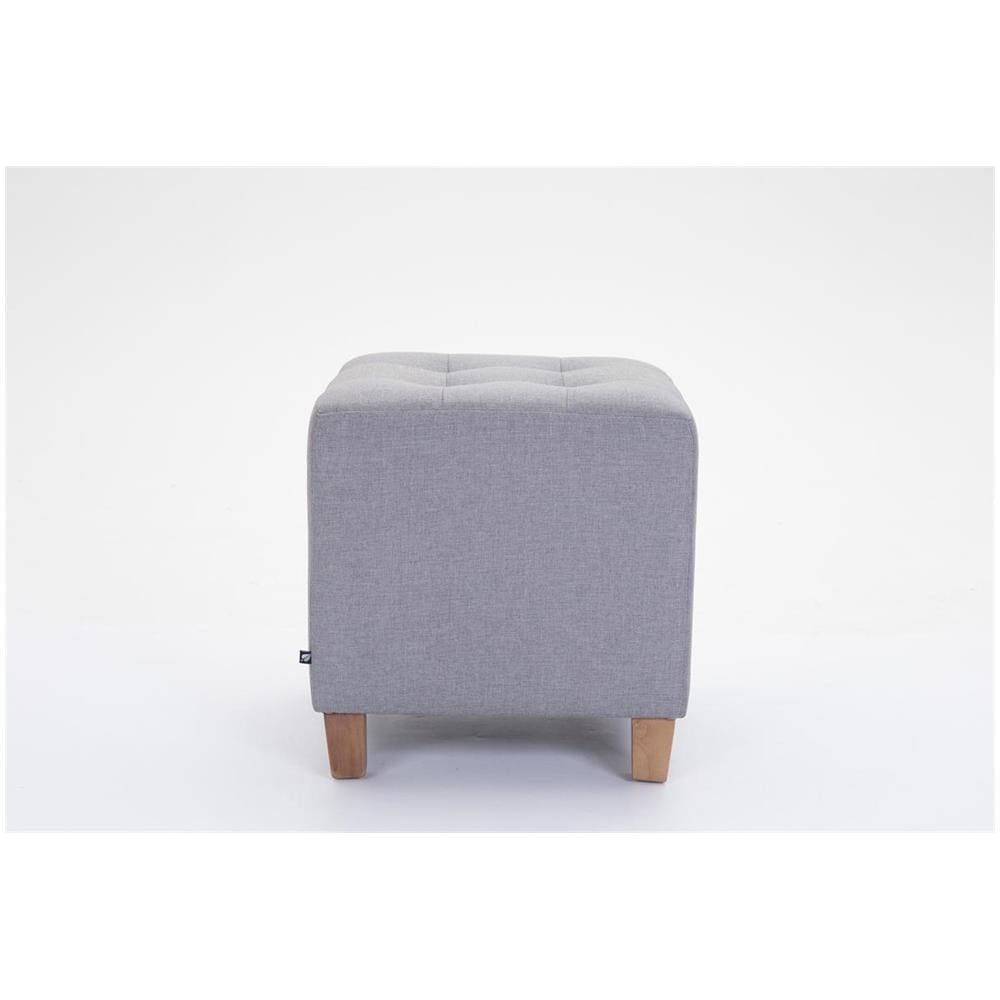 Poggiapiedi Divano Pharao - Sgabello Pouf Capitonné Imbottito in Tessuto I Sgabello Basso Salotto Piedini in Legno I Sgabello Quadrato da Sala 45x45 cm I Pouf Design Salotto Grigio Chiaro - Foto 2